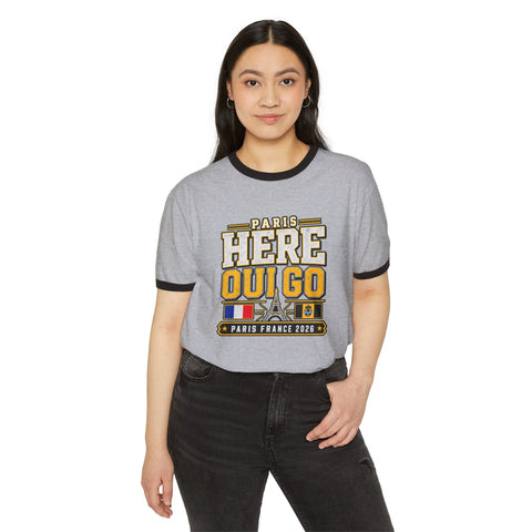 Pittsburgh " Here We Go " Paris Ringer T-Shirt — Vintage France 2026 Travel Tee