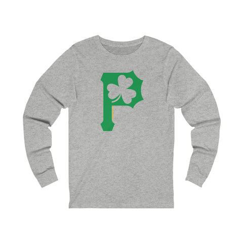 St. Patty's Day Shamrock- P for Pittsburgh Series - Long Sleeve Tee Long-sleeve Printify XS Athletic Heather 
