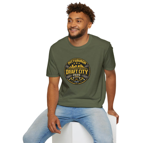 NFL Draft City 2026 T-Shirt — Pittsburgh Skyline Football Fan Tee