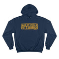 Made of Steel in Pittsburgh Hoodie Black - Champion Hoodie Hoodie Printify Navy S 