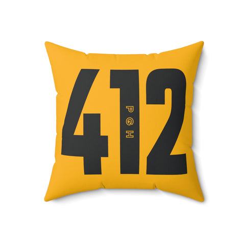 412 City Code Throw Pillow — Yellow Pittsburgh Number Accent Pillow