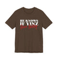 He Knows If Yinz Been Nebby - Pittsburgh Christmas Shirt T-Shirt Printify Heather Brown XS