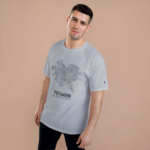 Pittsburgh Topo Word Map Graphic Champion T-shirt