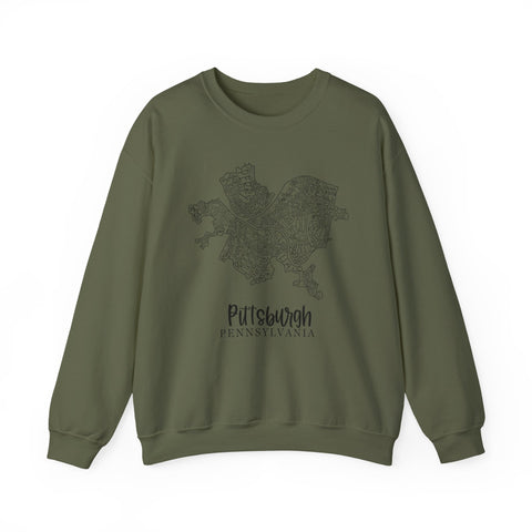 Pittsburgh Topo Word Map Graphic Gildan Heavy Blend™ Crewneck Sweatshirt