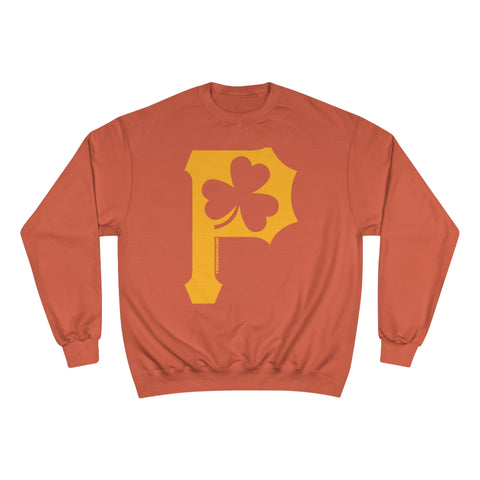 St. Patty's Day Clover - P is for Pittsburgh - Champion Crewneck Sweatshirt Sweatshirt Printify Orange XL 