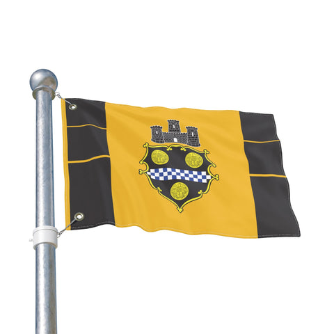 Pittsburgh City Crest Flag Double Sided  - Black & Yellow