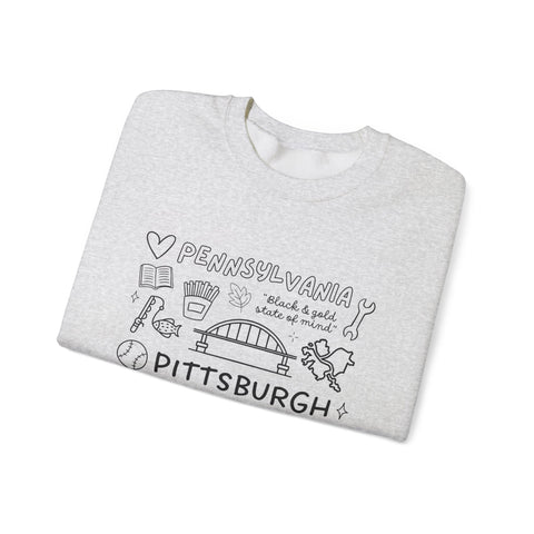 Pittsburgh Doodle Collage - Heavy Blend™ Crewneck Sweatshirt
