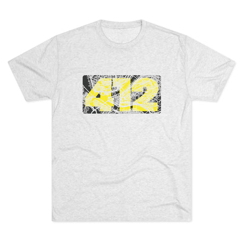 412 Map Graphic - Tri-Blend Crew Tee T-Shirt Printify S Tri-Blend Heather White