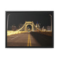 Pittsburgh Roberto Clemente Bridge at Night printed on Canvas Wraps, Horizontal Frame Canvas Printify 16″ x 12″ Black 1.25"