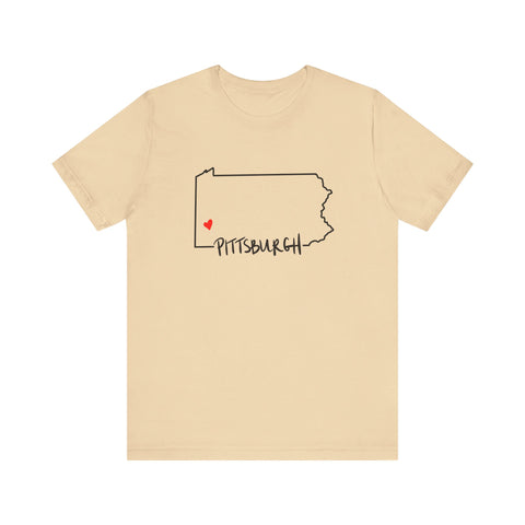 Love Pittsburgh Pennsylvania Short Sleeve T-Shirt  - Unisex bella+canvas 3001 T-Shirt Printify Soft Cream S 