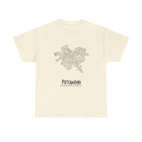 Pittsburgh Neighborhood Map Unisex Heavy Cotton Tee