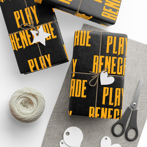 Play Renegade Wrapping Paper Roll — Black & Gold 'Ho Ho Ho' Holiday Gift Wrap