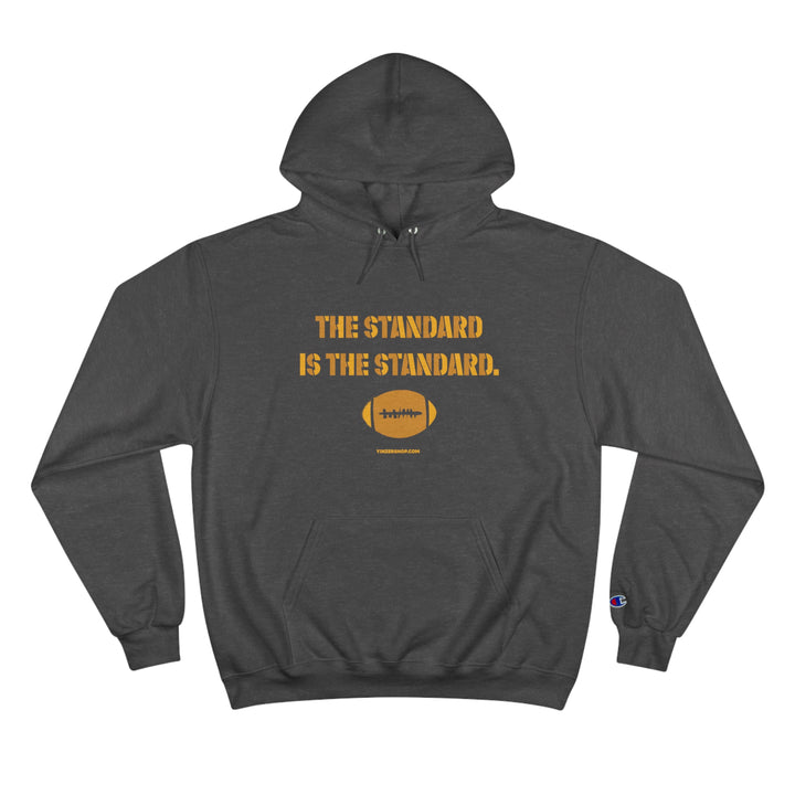 The Standard Is The Standard - Two Tone - Champion Hoodie Hoodie Printify Charcoal Heather S 
