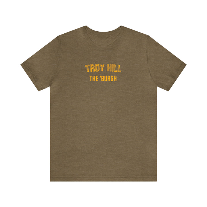 Troy Hill - The Burgh Neighborhood Series - Unisex Jersey Short Sleeve Tee T-Shirt Printify Heather Olive 3XL 