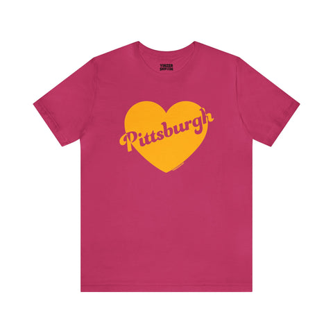 Pittsburgh Retro Heart - Short Sleeve Tee T-Shirt Printify Berry S 