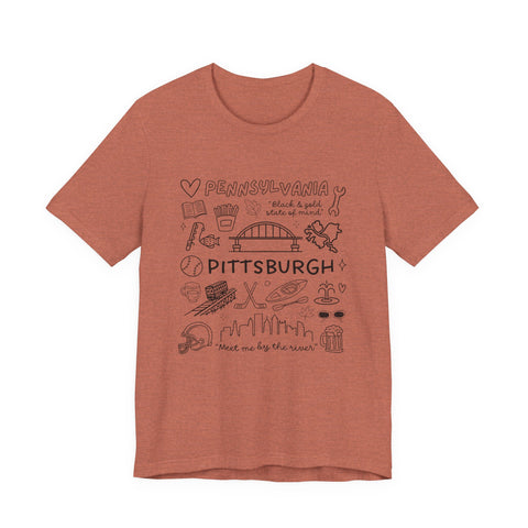 Pittsburgh Doodle Collage - Unisex Jersey Short Sleeve Tee