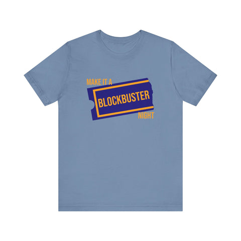 Retro Make it a Blockbuster Night - Short Sleeve Tee T-Shirt Printify Steel Blue XS