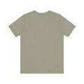 Back view of Pittsburgh Border Stamp - Short Sleeve T-Shirt in heather military green, showing a plain back for casual slim fit wear.