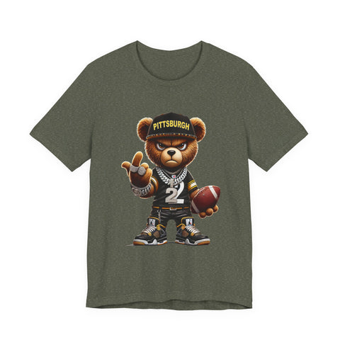 Young and Mean Pittsburgh Bear - Unisex Jersey Short Sleeve Tee