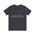 Pittsburgh One Line Drawing of Skyline T-Shirt  - Unisex bella+canvas 3001 T-Shirt Printify Heather Navy S 