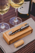 West Virginia Mountaineers - Elan Deluxe Corkscrew In Bamboo Box  Picnic Time Family of Brands   