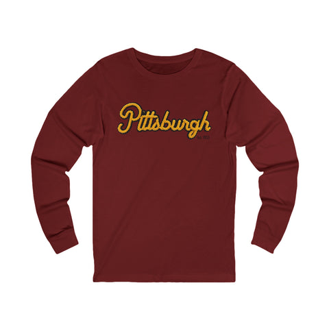 Pittsburgh Faux Embroidery - Unisex Jersey Long Sleeve Tee