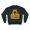 Pittsburgh, City of Bridges - Champion Crewneck Sweatshirt Sweatshirt Printify Black S 