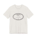 Pittsburgh Border Stamp - Short Sleeve T-Shirt in white modeled flat with black stamp design, ideal for fast delivery and slim fit shoppers.