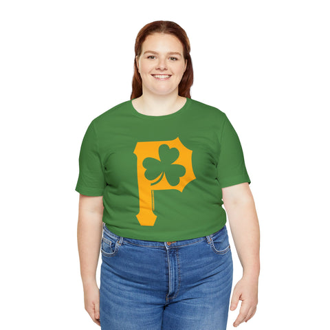 St. Patty's Day Shamrock - P for Pittsburgh Series  - Short Sleeve Shirt T-Shirt Printify   