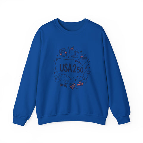 USA 250 patriotic map crewneck | 4th of July vintage stars & flags