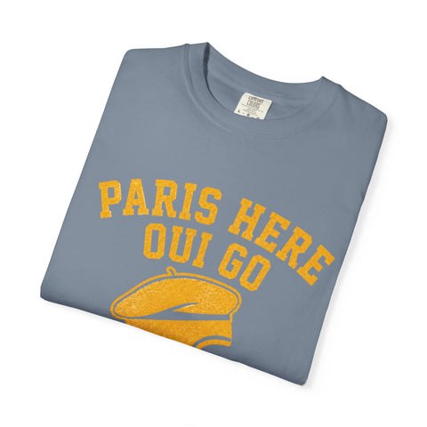Paris Here We Go Pittsburgh 2026 French Beret Helmet on Premium Comfort Colors® T-Shirt
