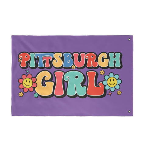 Retro Pittsburgh Girl - Double Sided Flag