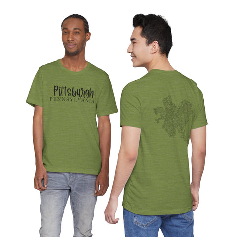 Pittsburgh Map (Print on Back) - Unisex Jersey Short Sleeve Tee