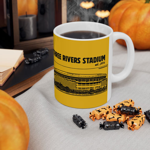 Three Rivers Stadium - 1970 - Retro Schematic - Pittsburgh Coffee Ceramic Mug 11oz Mug Printify