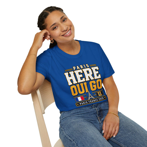 Paris Here Oui Go ( Here We Go ) T-Shirt | Pittsburgh Black & Gold | Gildan Softstyle Shirt
