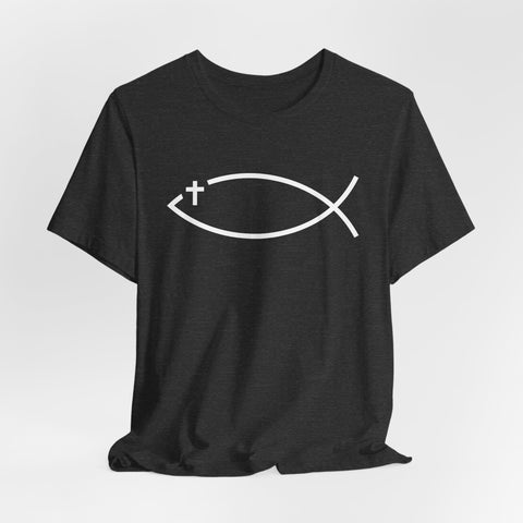 Christianity Cross Fish Symbol - Unisex Jersey Short Sleeve Tee