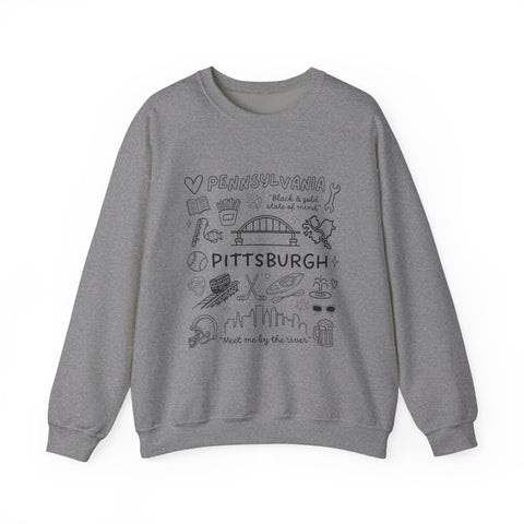 Pittsburgh Doodle Collage - Heavy Blend™ Crewneck Sweatshirt