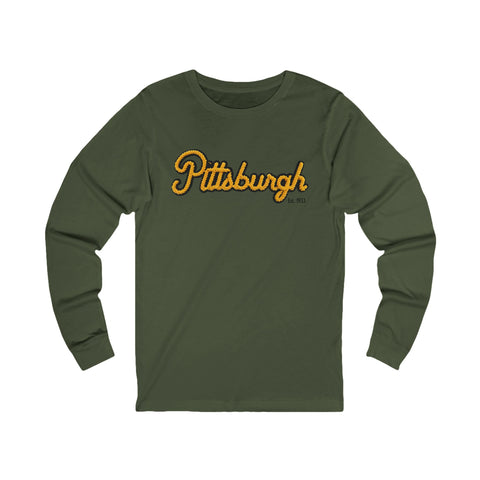 Pittsburgh Faux Embroidery - Unisex Jersey Long Sleeve Tee