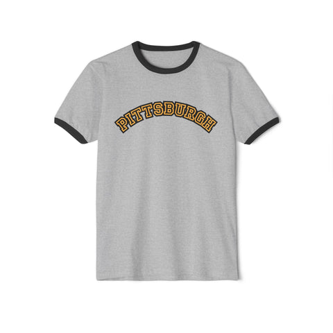 Pittsburgh Block Letters - Unisex Cotton Ringer T-Shirt