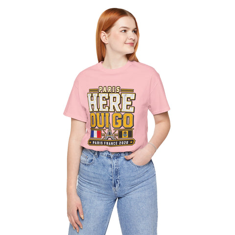 Paris Here I Go Tee — "Oui Go" Paris France 2026 Travel T‑Shirt Bella+Canvas 3001 T-shirt