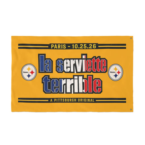 Pittsburgh Steelers French Flag Towel – "La Serviette Terrible" - Double Sided Flag