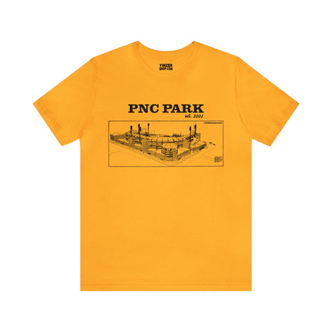 PNC Park - 2001 - Retro Schematic - Short Sleeve Tee T-Shirt Printify Gold S 