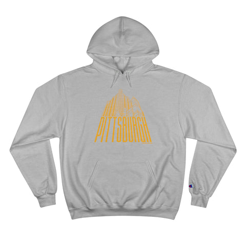 Pittsburgh Glass Building - Champion Hoodie Hoodie Printify Light Steel S 