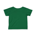 Back view of dark green Cleveland Smells Like My Diaper infant jersey t-shirt, cozy and unisex baby apparel.
