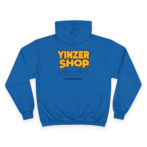 Pittsburgh Typography - Print on back - Champion Hoodie