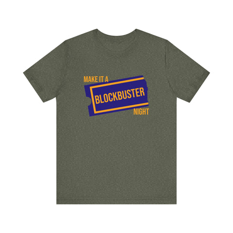 Retro Make it a Blockbuster Night - Short Sleeve Tee T-Shirt Printify Heather Military Green XS