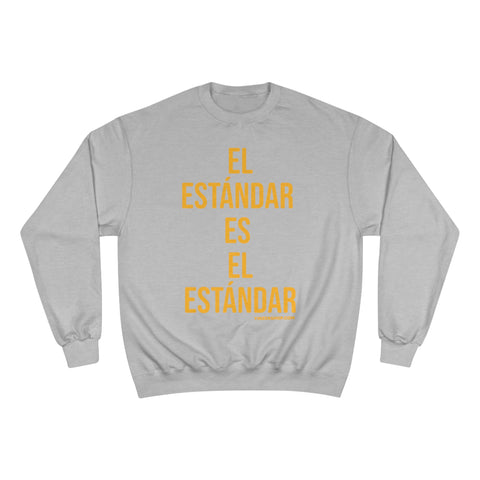 El Estándar  Es  ElEstándar - The Standard is the Standard - Español Series - Bold - Champion Crewneck Sweatshirt Sweatshirt Printify Light Steel S 