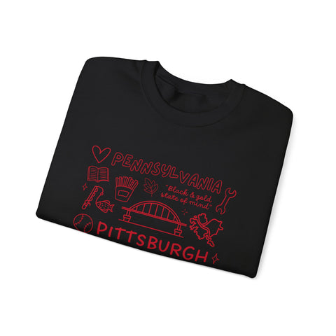 Pittsburgh Doodle Collage - Heavy Blend™ Crewneck Sweatshirt