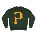 Heart of Pittsburgh - P for Pittsburgh Series - Champion Crewneck Sweatshirt Sweatshirt Printify Dark Green S 