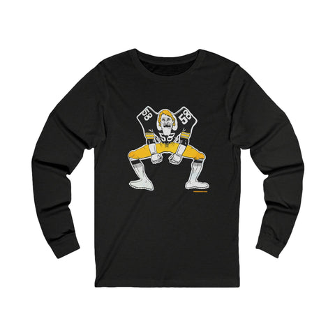 Pittsburgh Football Linebacker Cartoon - Long Sleeve Tee Long-sleeve Printify M Black Heather 